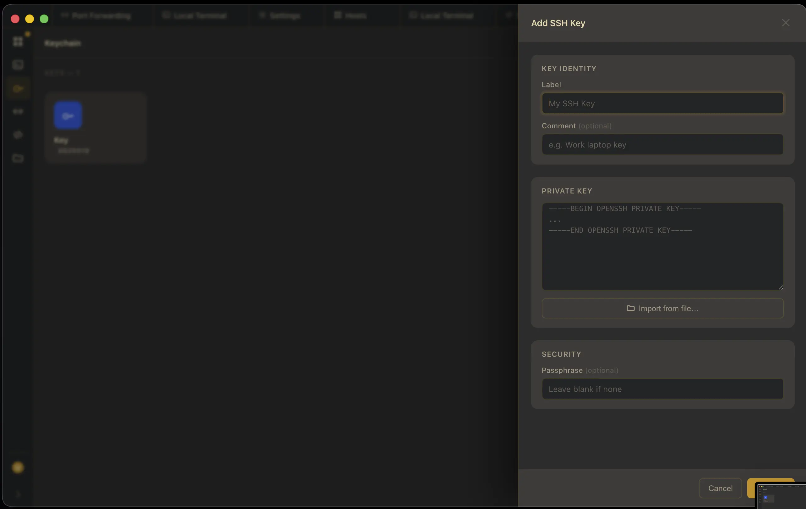 Built-in SSH keychain